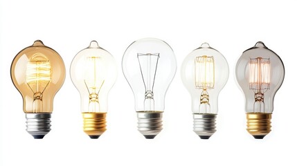 Vintage Edison Bulbs on White Background