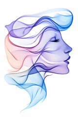 Abstract woman profile, ethereal, flowing lines
