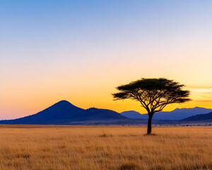 African savanna landscape at sunrise