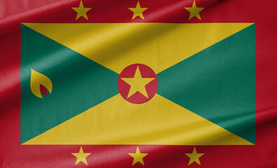 Fototapeta premium Grenada National Flag Waving in the Wind