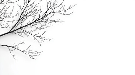 Fototapeta premium minimalist black branch against white background, showcasing nature beauty