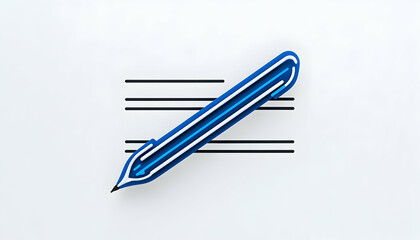 Blue pen icon on lined paper