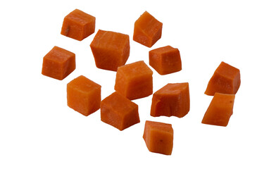 diced carrots isolated on white background
