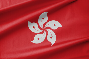 Hong Kong National Flag Waving in the Wind