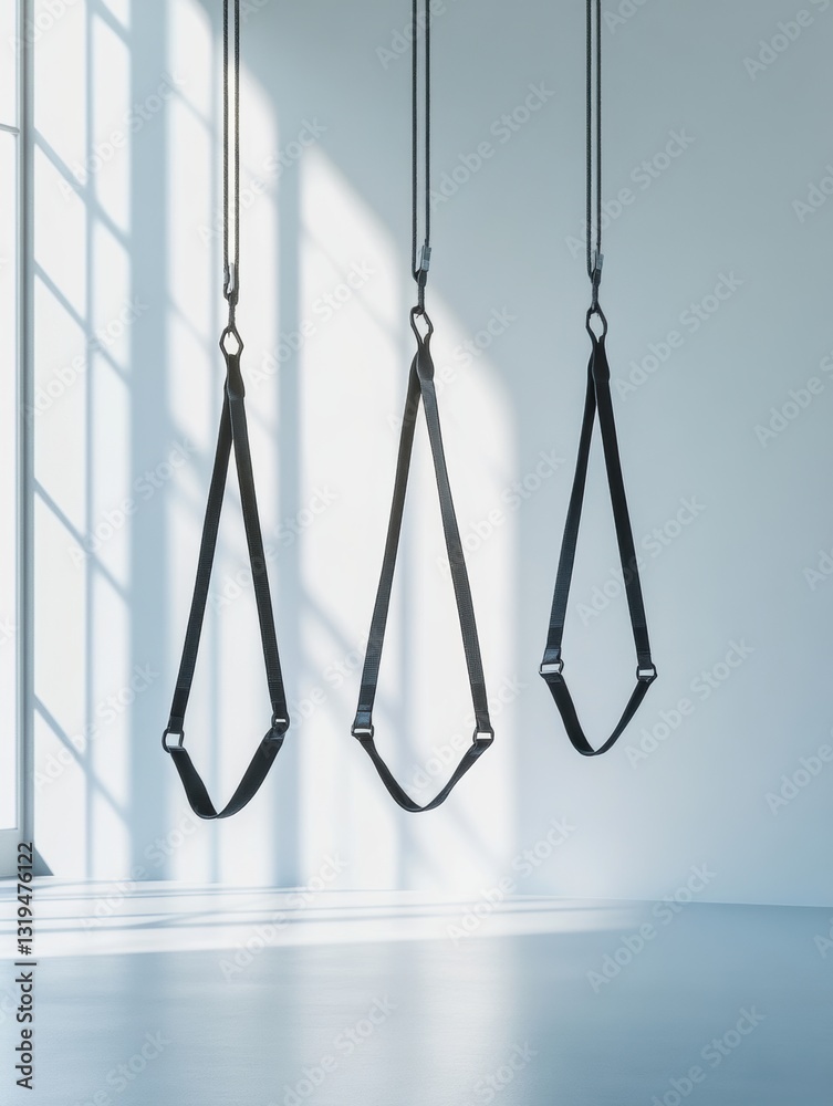 Aufkleber minimalist fitness straps suspended in a bright space highlight geometric balance and a harmonious d