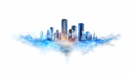 Fototapeta premium City skyline floating on clouds