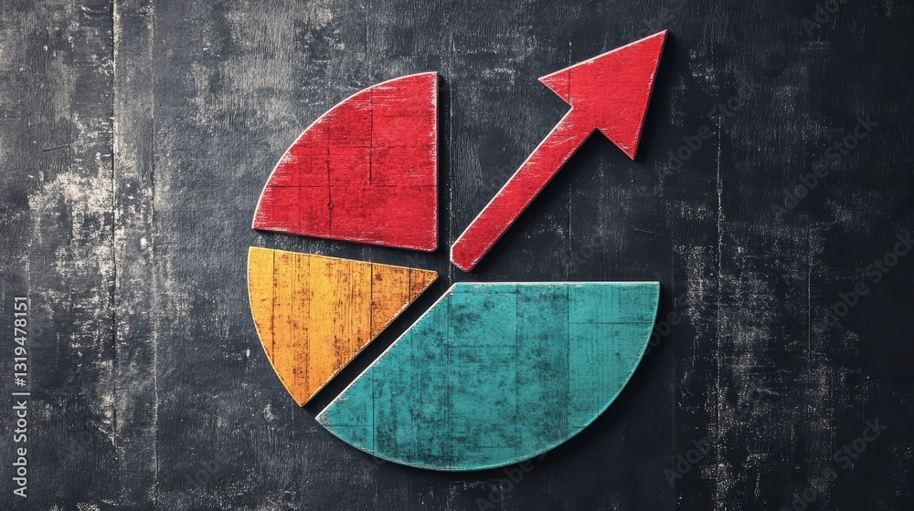 Poster Colorful pie chart graphic on textured background. Possible use for business presentation