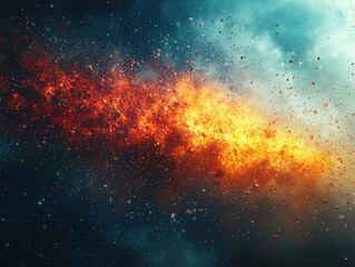 Fototapeta premium Fiery cosmic explosion debris swirls space