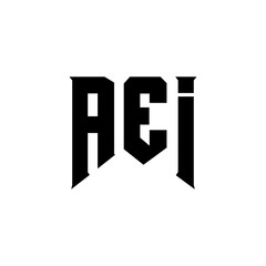 AEI letter logo design for technology company. AEI logo design black and white color combination. AEI logo, AEI vector, AEI design, AEI icon, AEI alphabet. AEI typography logo design.