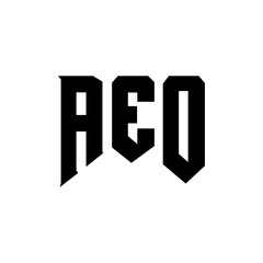 AEO letter logo design for technology company. AEO logo design black and white color combination. AEO logo, AEO vector, AEO design, AEO icon, AEO alphabet. AEO typography logo design.