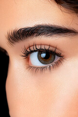 Obraz premium Close-up of a woman's eye, featuring a natural, light-toned contact lens