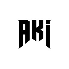 AKI letter logo design for technology company. AKI logo design black and white color combination. AKI logo, AKI vector, AKI design, AKI icon, AKI alphabet. AKI typography logo design.