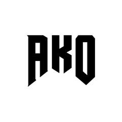 AKO letter logo design for technology company. AKO logo design black and white color combination. AKO logo, AKO vector, AKO design, AKO icon, AKO alphabet. AKO typography logo design.