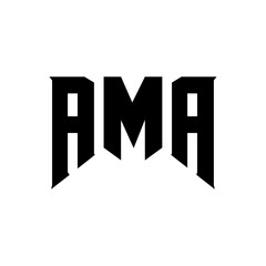 AMA letter logo design for technology company. AMA logo design black and white color combination. AMA logo, AMA vector, AMA design, AMA icon, AMA alphabet. AMA typography logo design.
