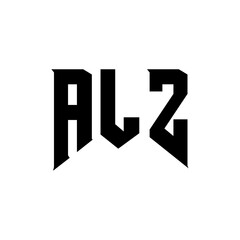 ALZ letter logo design for technology company. ALZ logo design black and white color combination. ALZ logo, ALZ vector, ALZ design, ALZ icon, ALZ alphabet. ALZ typography logo design.