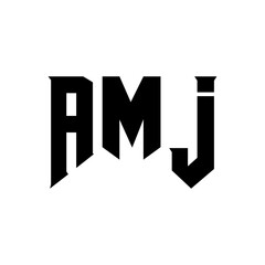 AMJ letter logo design for technology company. AMJ logo design black and white color combination. AMJ logo, AMJ vector, AMJ design, AMJ icon, AMJ alphabet. AMJ typography logo design.