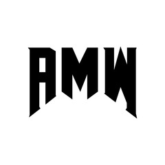 AMW letter logo design for technology company. AMW logo design black and white color combination. AMW logo, AMW vector, AMW design, AMW icon, AMW alphabet. AMW typography logo design.