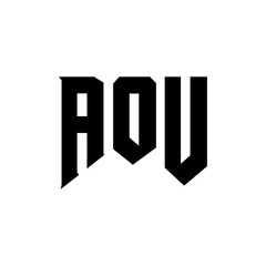 AOU letter logo design for technology company. AOU logo design black and white color combination. AOU logo, AOU vector, AOU design, AOU icon, AOU alphabet. AOU typography logo design.