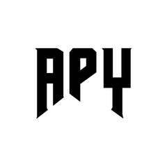 APY letter logo design for technology company. APY logo design black and white color combination. APY logo, APY vector, APY design, APY icon, APY alphabet. APY typography logo design.