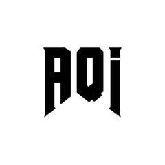AQI letter logo design for technology company. AQI logo design black and white color combination. AQI logo, AQI vector, AQI design, AQI icon, AQI alphabet. AQI typography logo design.