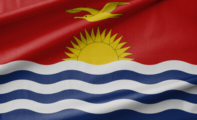 Kiribati National Flag Waving in the Wind