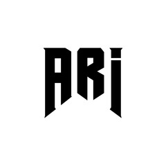 ARI letter logo design for technology company. ARI logo design black and white color combination. ARI logo, ARI vector, ARI design, ARI icon, ARI alphabet. ARI typography logo design.
