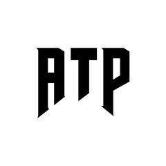 ATP letter logo design for technology company. ATP logo design black and white color combination. ATP logo, ATP vector, ATP design, ATP icon, ATP alphabet. ATP typography logo design.