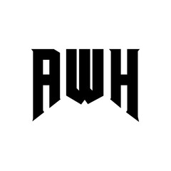 AWH letter logo design for technology company. AWH logo design black and white color combination. AWH logo, AWH vector, AWH design, AWH icon, AWH alphabet. AWH typography logo design.