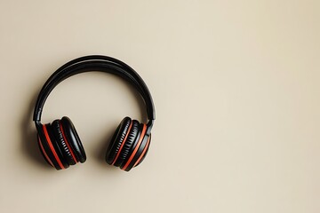 Naklejka premium Stylish Black Headphones with Orange Accents