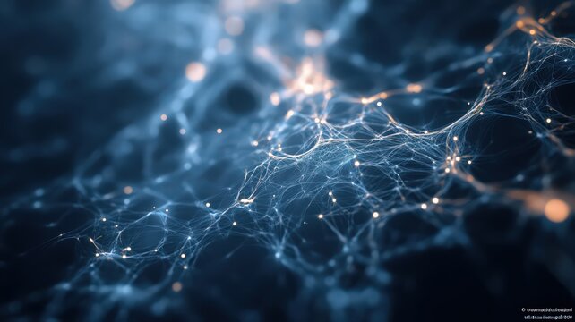 Abstract Network Connections Glowing Particles and Lines on Dark Background