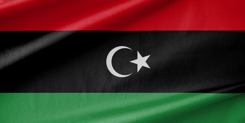 Libya National Flag Waving in the Wind