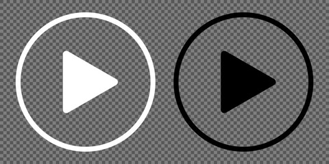 Round play button icons on transparent background
