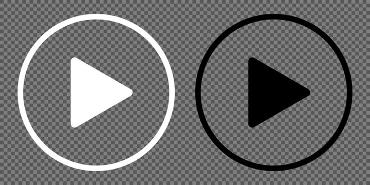 Round play button icons on transparent background