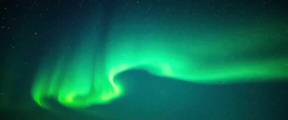 Emerald green aurora borealis dances across a canvas of countless stars, light,  polar lights