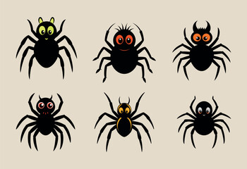Spider on spider web cartoon isolated
