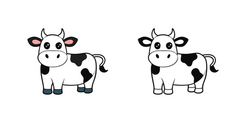 Cow with cute face vector illustration se