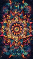 Obraz premium Mystical Christian mandala with detailed artistic craftsmanship and sacred energy high resolution wallpaper