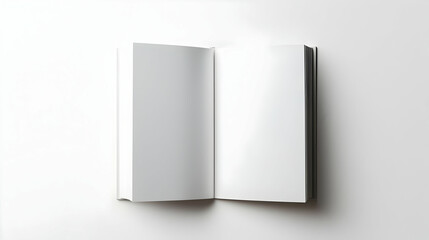 Open Blank Book On White Surface With Isolated Pages and Minimal Background