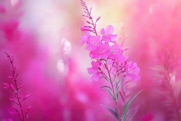 Obraz premium Wandering Through Fireweed Fields: A Summer Landscape in Alaska's Majestic Mountains