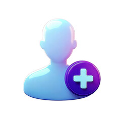 Obraz premium A stylized, abstract representation of a human figure with a circular plus symbol, suggesting the concept of adding or creating connections.