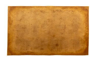 Old yellow retro paper on a white background. Grunge texture. Crumpled paper