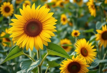 Obraz premium Giant golden sunflower, vibrant petals, rich pollen , bright, vibrant