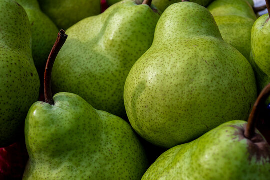 Full frame close-up of a stack of Green Peers