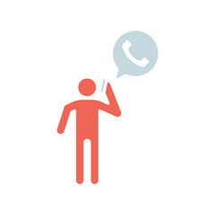 Icon a talking on phone, isolated against a clean background.