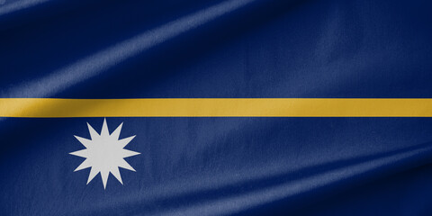 Nauru National Flag Waving in the Wind