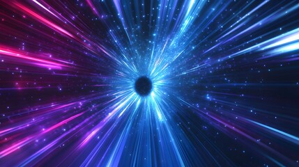 Fototapeta premium A vibrant space tunnel featuring lines and a dark center