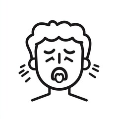 Fototapeta premium Sleepy Outline Design - Yawning Icon Depicting Drowsy State in Minimalistic Style