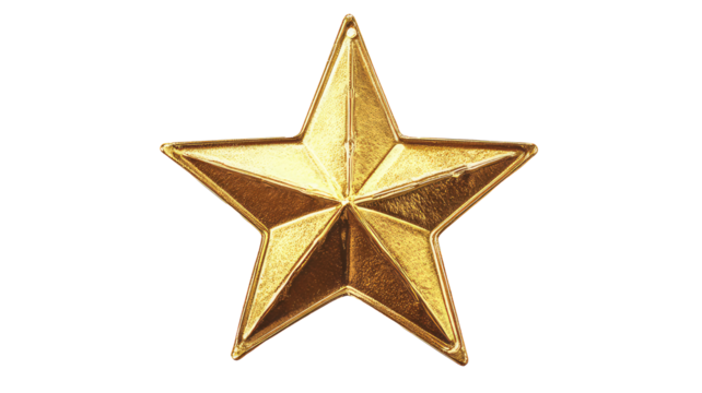 Star icon with sharp, symmetrical edges and a golden hue.