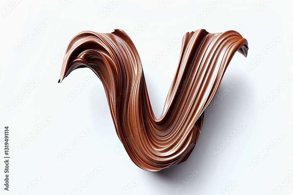 Fototapete letter v designed with flowing cocoa texture isolated on white background
