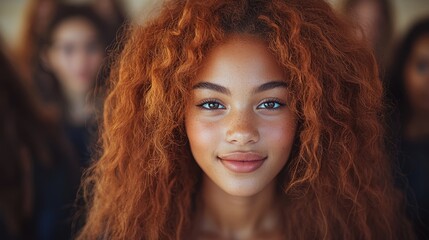Fototapeta premium Young woman with vibrant red hair